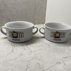 Campbell's 2001 Collector Ceramic Soup Bowl Mug-Dual‎ Handles Houston Lot of 2